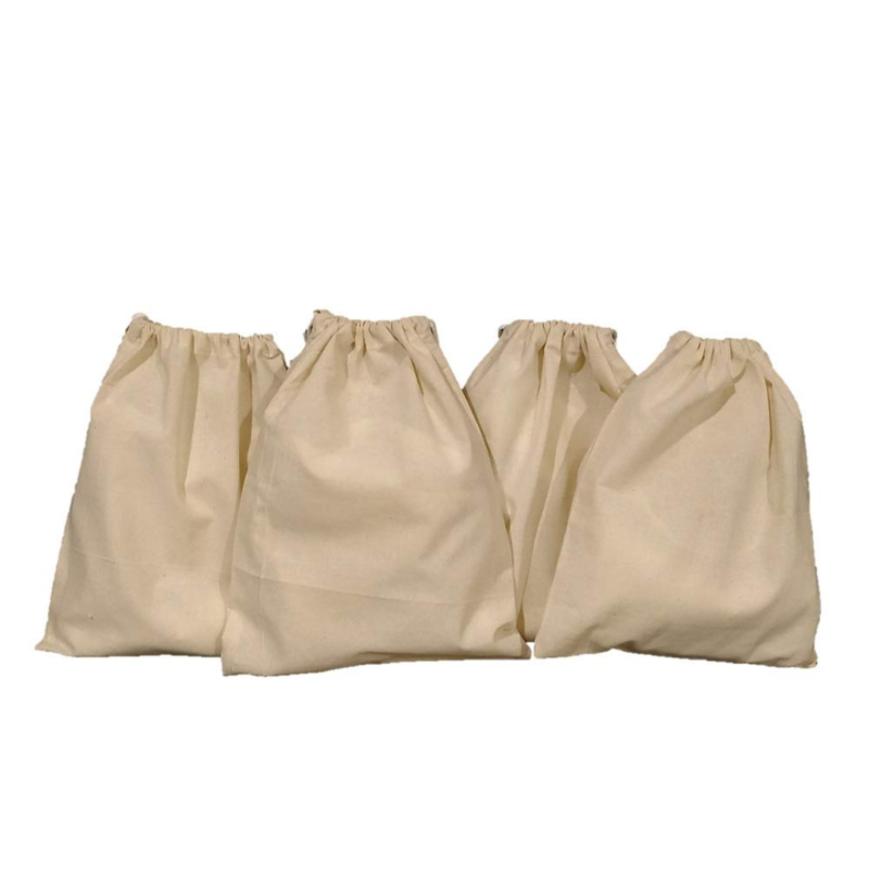 Arka Home Products 4 Multipurpose Drawstring Bags 100% Cotton Reusable (4 Bags Set)
