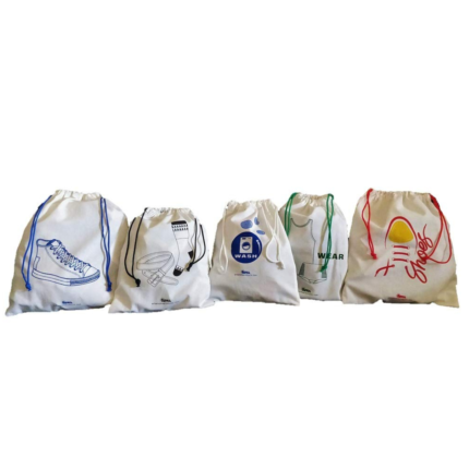 Arka Home Products Kids Travel Accessories Bag Set - Wash, Wear, Socks/Belt and Shoes Bags (100% Cotton) (Set of 5)